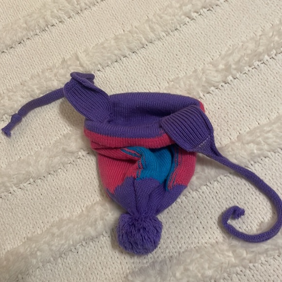 Vintage Fisher-price winter hat pom-pom beanie snowman ice skater pink purple - Picture 5 of 9